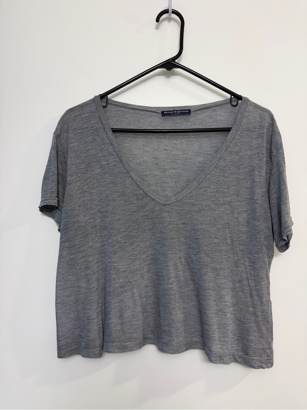 Brandy Melville Gray V-Neck Crop Tee